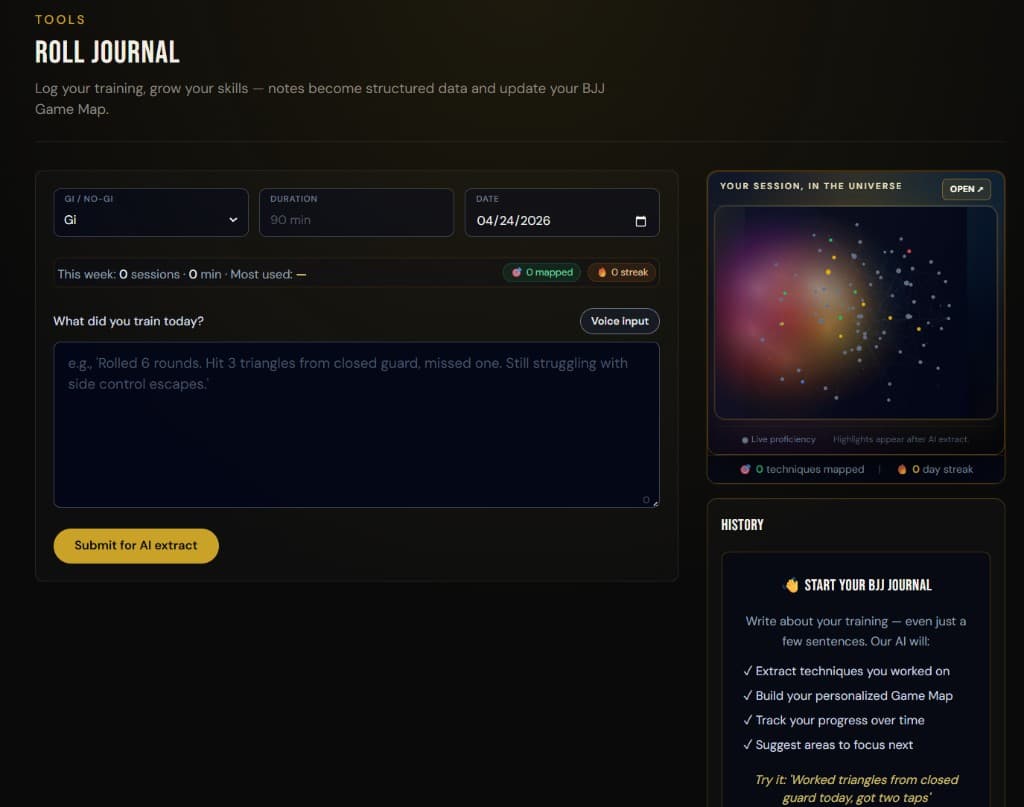 Roll Journal interface screenshot