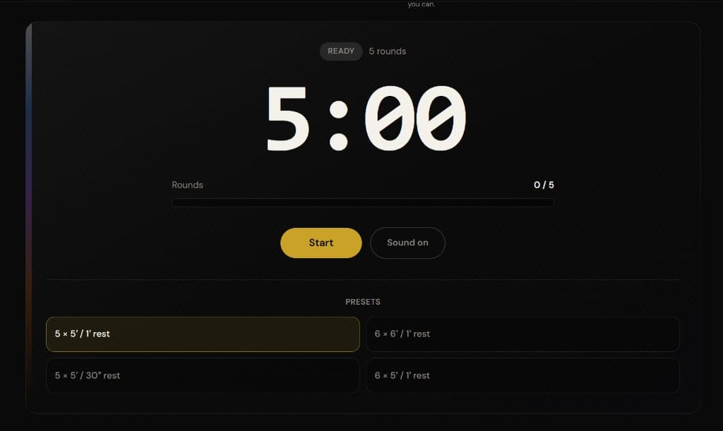 Round Timer interface screenshot